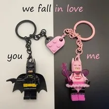 2024 2PCS Pink Fairy Batman & Black Lego Keychain Cute - New Gift