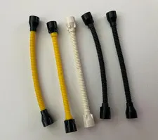 LEGO HOSE FLEXIBLE 8.5L YELLOW WHITE BLACK Tabbed Ends (5 pieces) #73590cO2a