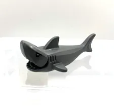 LEGO 14518c01pb01 Dark Gray Shark W/ Gills W/Black Eyes & White Pupils Pattern