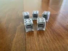 Lego lot of 5 Container 4345 Box Case 2x2x2  Light Gray With Clear Covers  City 