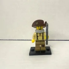 LEGO Minifigure Miner/Prospector w/ Brown Hat, Gray Beard, Gray Pickaxe