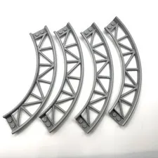 Lego: 4X Roller Coaster Train Track Curve 90 Degrees Light Bluish Gray
