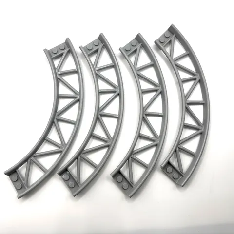 Lego: 4X Roller Coaster Train Track Curve 90 Degrees Light Bluish Gray