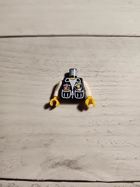 LEGO Police Sheriff Minifigure ~ Black Vest, White Shirt & Yellow Star Badge