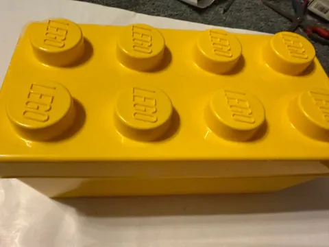 LEGO Storage Brick Case 8 Stud Large Yellow Container Plastic Bin Box EMPTY