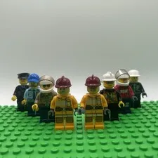 Lego City Fire & Police Minifigures Fireman Firefighter Policeman Lot of 7