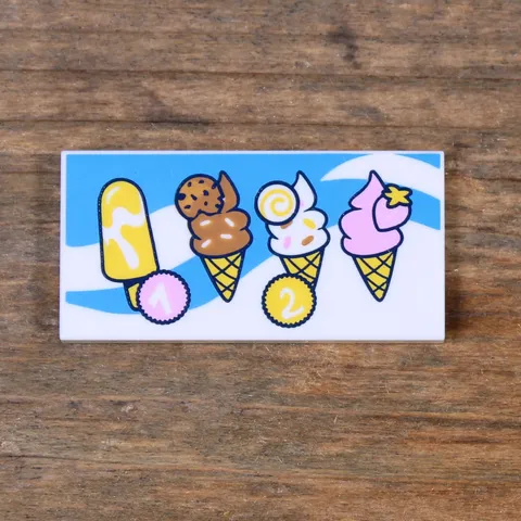 LEGO Friends Tile 2 x 4 Menu with Popsicle Ice Cream Cones Pattern 87079pb1161