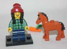 LEGO Minifigure Series 22 Farm Girl Horse Feeding Carrots Country plaid hipster