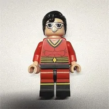 LEGO Plastic Man Minifigure Red Outfit Torso with Black Hair & Glasses