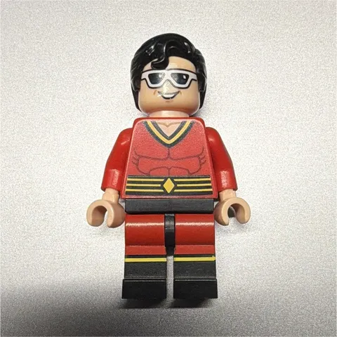 LEGO Plastic Man Minifigure Red Outfit Torso with Black Hair & Glasses