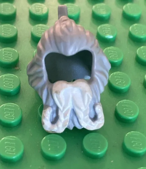 LEGO - Minifig, Hair Spiked Braid & Beard w/ White Braids Pattern 