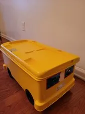 LOT Duplo Lego and others toy in Storage Container Yellow Bus