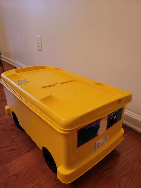 LOT Duplo Lego and others toy in Storage Container Yellow Bus