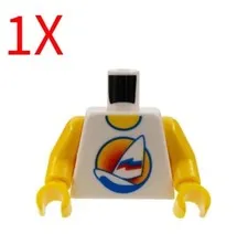 Lego Torso Long Surfboard with Sail Boat Surfer Windsurfer