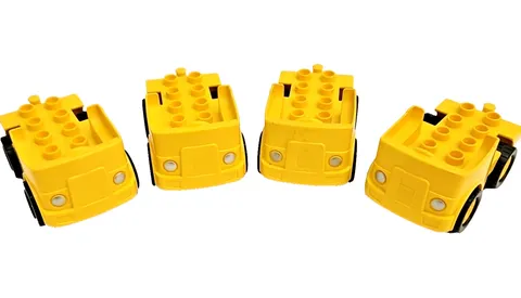 Lego DUPLO Car Body Truck LEGO Logo Silver Headlights w/ Car Base Lot of 4