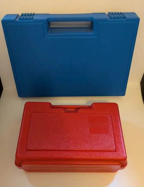 Vintage LEGO Cases Lot Of 2 Blue Red Flip Open Storage Containers 1985 Med/Large