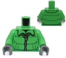 LEGO Minifigure Torso Bright Green Winter Jacket Zipper puffy coat cold 6032093