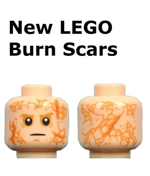 NEW LEGO Scars Head Burn Victim Full Face Bald Scaring Printed Both Side Medical
