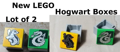 New LEGO Harry Potter Box Lot of 2 Slytherin Badgers Chrome Animals Lids Hogwart