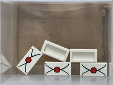 LEGO Parts - White Tile 1 x 2 with Envelope - No 3069pb0779 - QTY 5