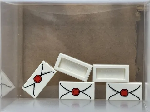 LEGO Parts - White Tile 1 x 2 with Envelope - No 3069pb0779 - QTY 5
