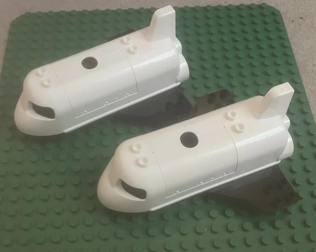 Lego Duplo - Lot Of (2) Large White And Black Space Ship Shuttle Pieces