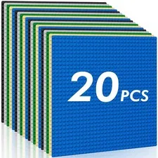 Large Building Baseplates Pack of 20 - 10" x 10" Compatible with Major Brands, S