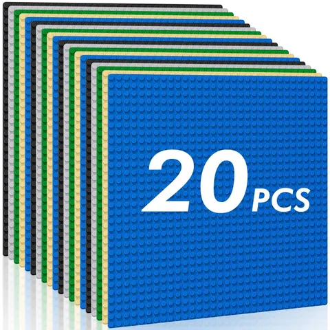 Large Building Baseplates Pack of 20 - 10" x 10" Compatible with Major Brands, S