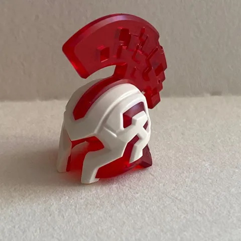 NEW Genuine LEGO - Trans-Red Helmet / Crest / White Frame.