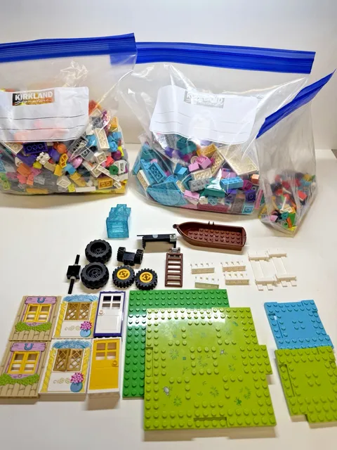 Mixed Lot Legos - Brick Only Bags 3.7 Lbs -  Doors, Wheels, Fences  No Figures