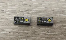 Lego 3069pc1 Dark Gray Tile 1 x 2 with Vehicle Control Panel Pattern Lot Of 2