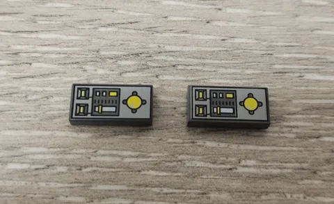 Lego 3069pc1 Dark Gray Tile 1 x 2 with Vehicle Control Panel Pattern Lot Of 2