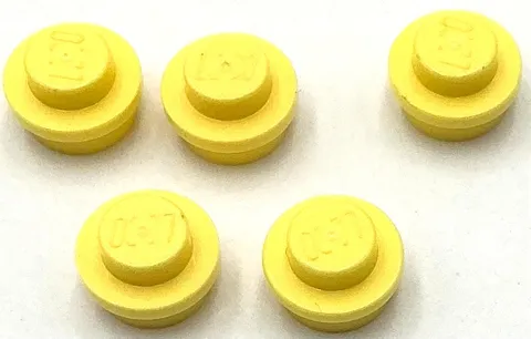Lego 5 New Bright Light Yellow Plates Round 1 x 1 Pieces