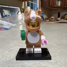 LEGO Minifigures Hamster Costume Minifigure w/ Green Accessory & Display Base