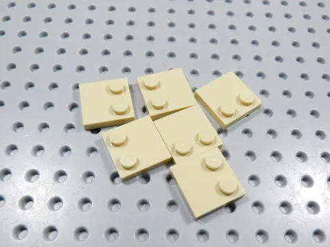 LEGO Lot of 6 Tan 2x2 Smooth Plates w/ 2 Studs BC