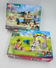 2x Lego Friends #42606 #42607  Autumn Baby Cow Shed, Bakery Food Mobile Set READ