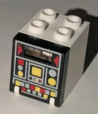 LEGO Container White Box 2x2x2 Black Door Red Yellow Control Blacktron 4346pb05