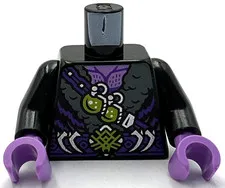 Lego New Minifigure Torso Fur Coat Dark Bluish Gray Collar  Dark Purple Belt
