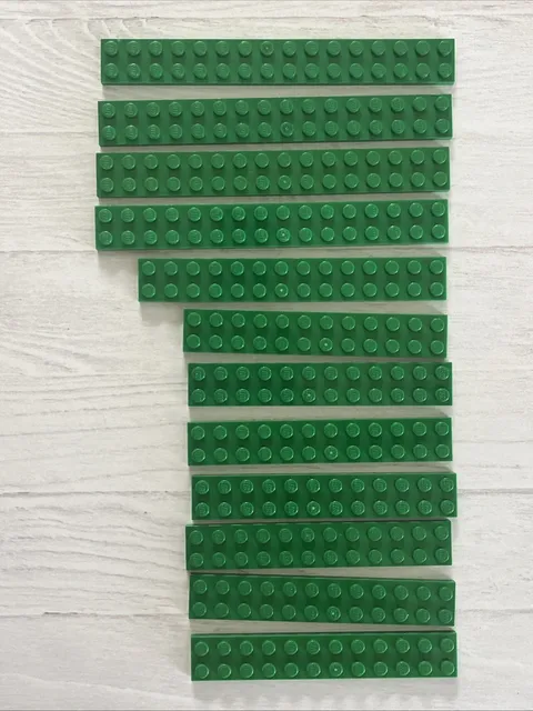LEGO LOT GREEN 12 PCS 2X16 2X14 2X12 PLATE VARIETY BUILDING PIECES