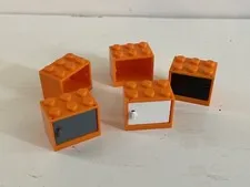 Lego lot of 5 Container, Cupboard 2 x 3 x 2 Orange Some Doors on