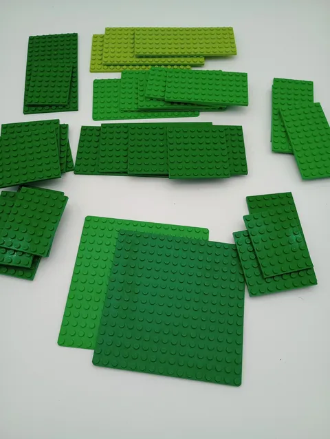 Lot of 30 Green Legos Various Size Plates and Colors. See pictures