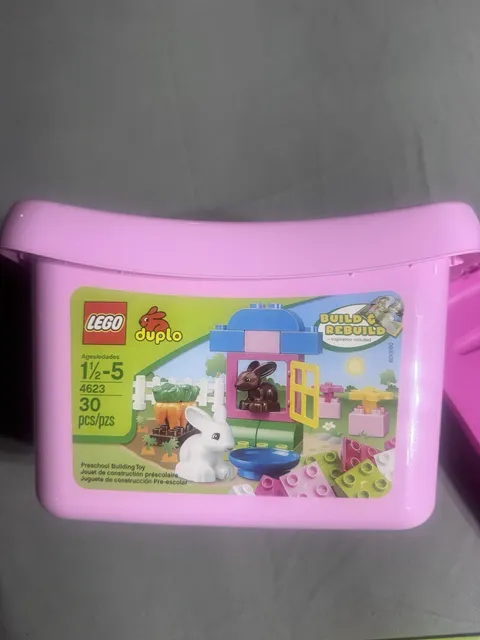 LEGO DUPLO  Bunny Bunnies Rabbit Pink Brick Box ~4623~
