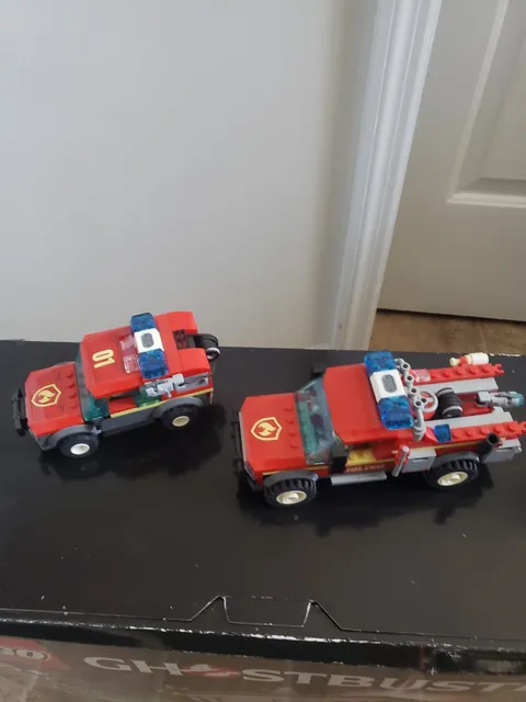 LEGO Fire Truck Vehicles Lot, Red Built Cars/Trucks, Plastic Bricks
