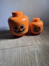 Lego Storage 2 Heads  (Large)and (small)  - Pumpkins