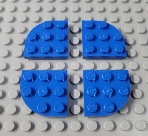 LEGO Lot of 4 Blue 3x3 Rounded Corner Plate Piece
