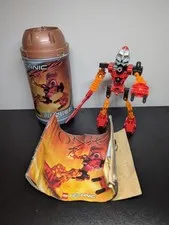 LEGO Bionicle 8534 Toa Tahu Figure With Manual And Canister Rare Missing Mask