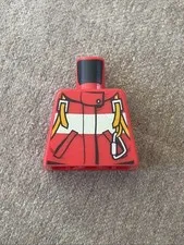 Lego Rescue Fire Fighter MINIFIG TORSO Red Harness Jump Suit w/Carabiner