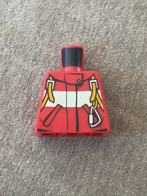 Lego Rescue Fire Fighter MINIFIG TORSO Red Harness Jump Suit w/Carabiner