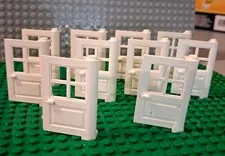 LEGO White Door 1 x 4 x 5 with 4 Panes with 2 Points on Pivot (3861). Lot Of 10