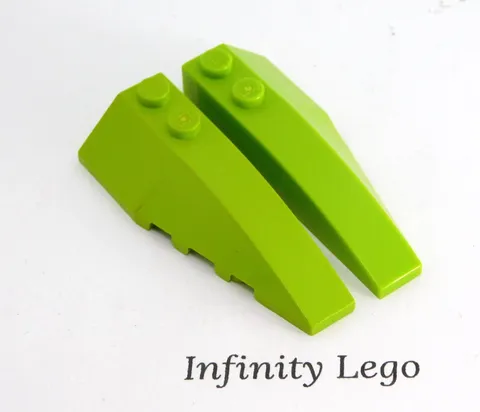 LEGO Lime Wedge 2x6 Double Right & Left Slope (41747 41748) 2 Pair 4 Pieces